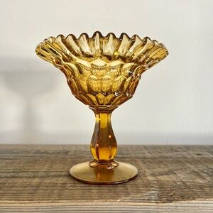 Fenton Amber Glass Compote Dish